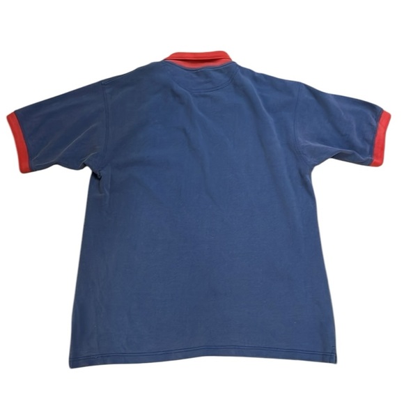 VTG 90’s New York Giants Polo Shirt Denim Blue/Red Fade Cotton Embroidered Large - Picture 5 of 7